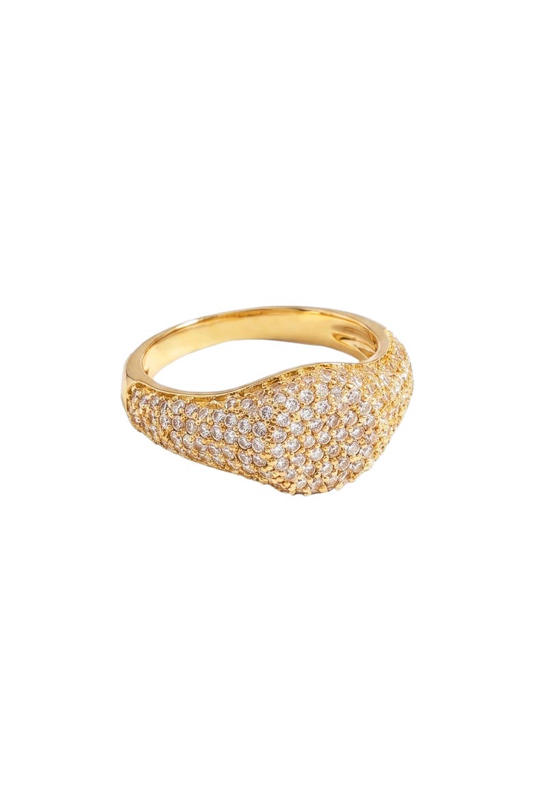 The Mini Classic Iced Out Pinky Ring, Main, color, GOLD