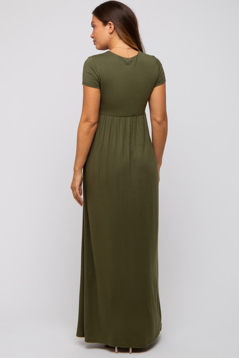 Navy Draped Maternity/Nursing Maxi Dress, Alternate, color, Forest Green