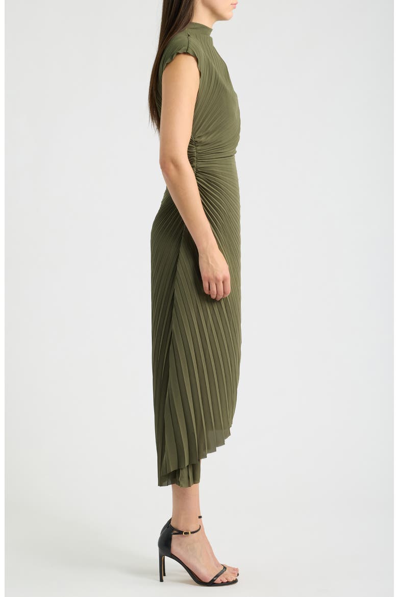 Rayanna Sunray Pleated Dress, Alternate, color, FOREST GREEN