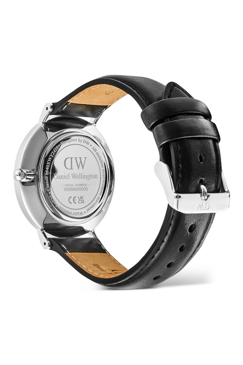 Classic Multi Eye Leather Strap Watch, 40mm, Alternate, color, SILVER