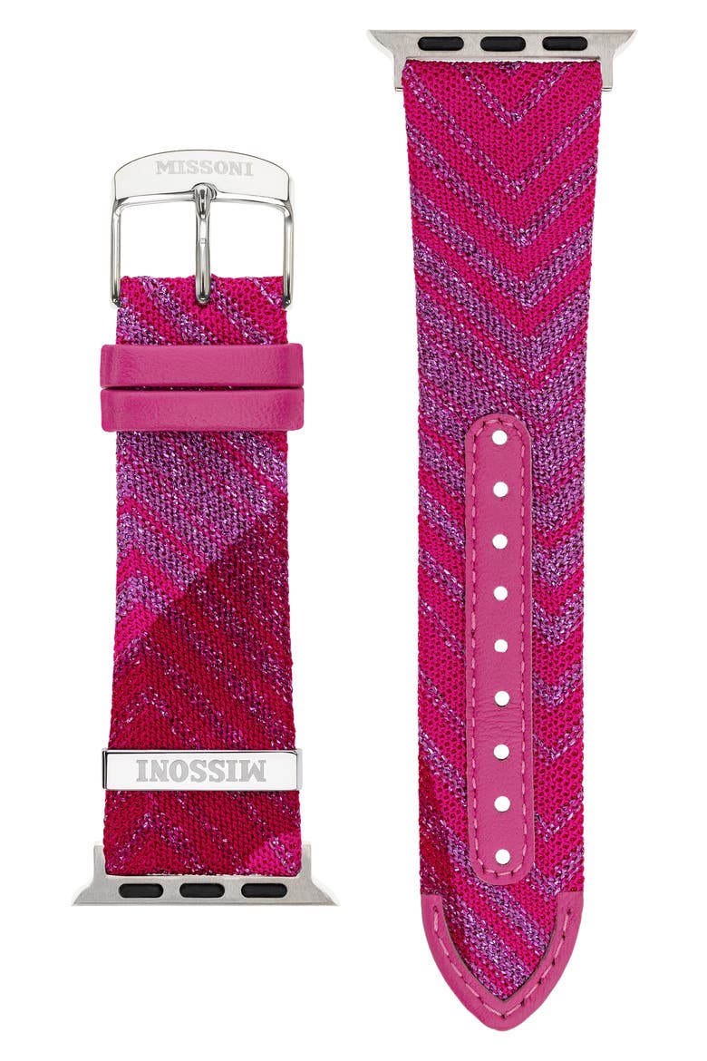 Multicolor Authentic Zigzag Textile Apple Watch® Watchband, 22mm/24mm, Main, color, MULTICOLOR PINK