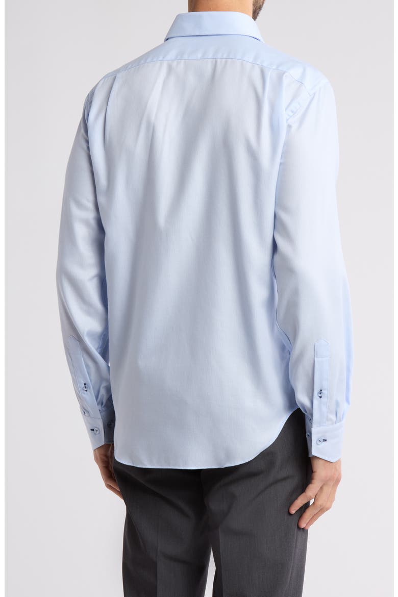 Trim Fit Lattice Textured Cotton Dress Shirt, Alternate, color, LIGHT BLUE