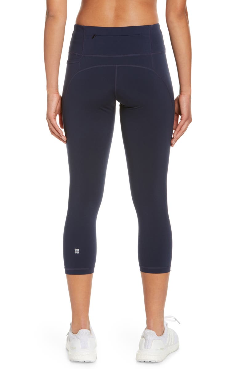Sweaty Betty Power Workout Crop Pocket Leggings, Alternate, color, Navy Blue