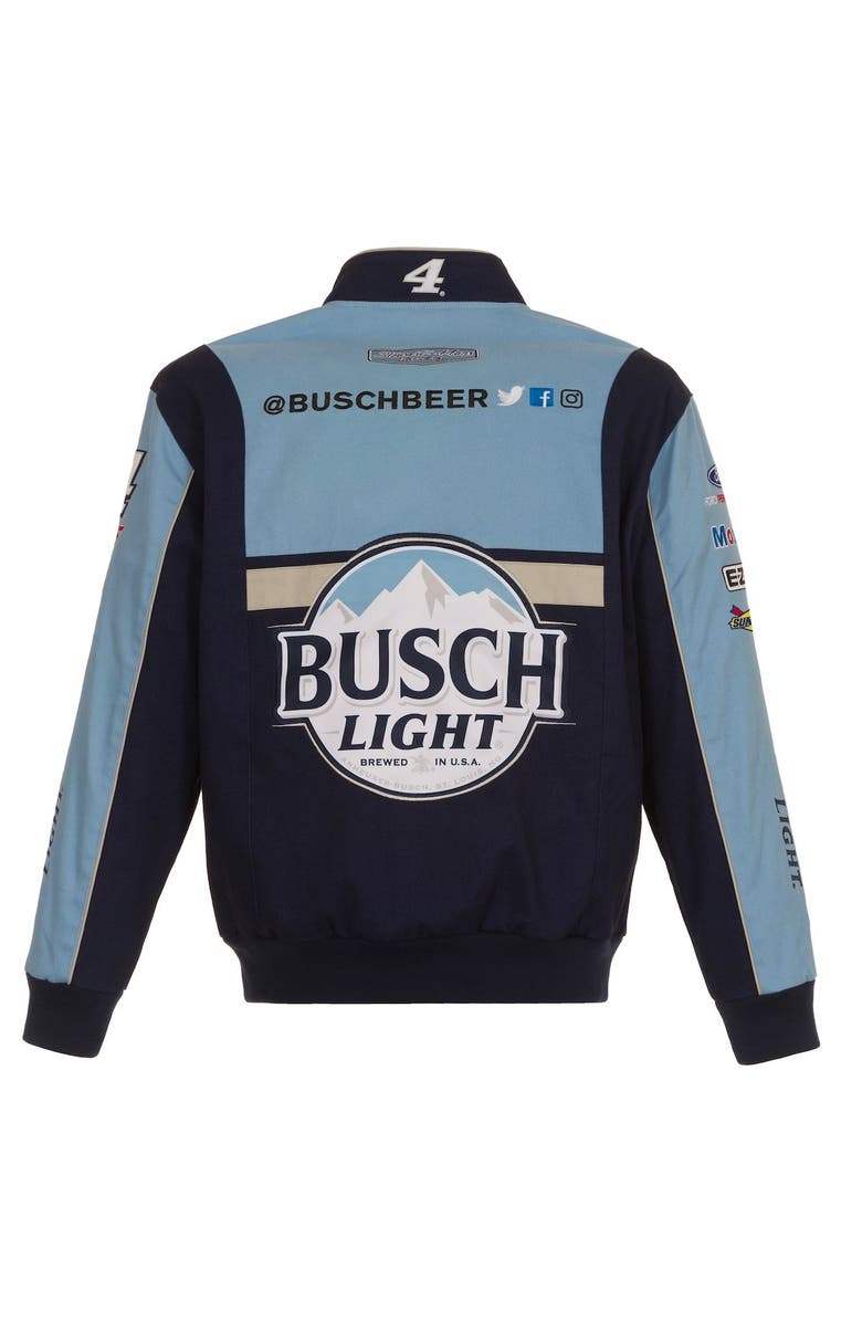 JH DESIGN Men's JH Design Navy/Blue Kevin Harvick Busch Light Twill Uniform Full-Snap Jacket, Alternate, color,