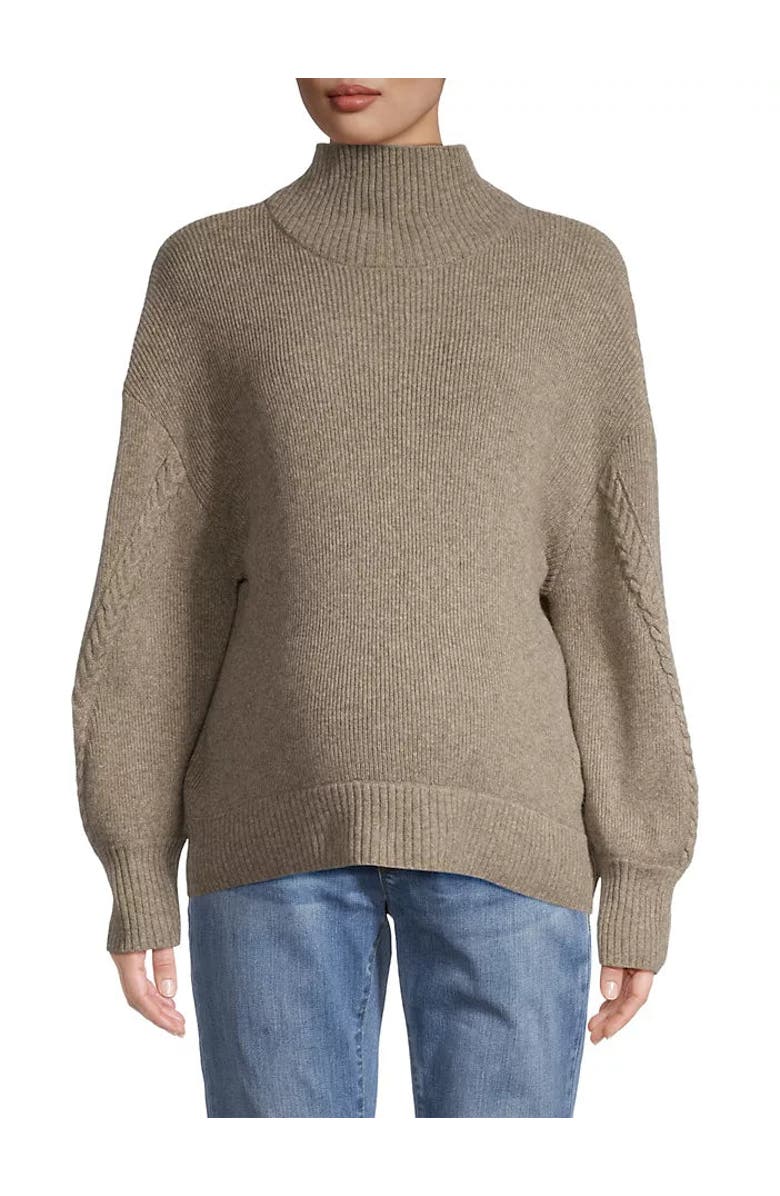 Emilia George Crystal Mock Neck Sweater, Main, color, Camel
