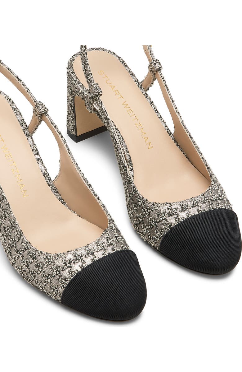 Stuart Weitzman Babette Cap Toe Slingback Pump, Alternate, color, Light Gold/ Black