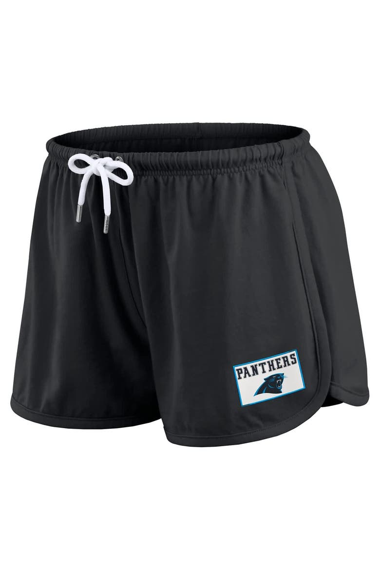 Women's WEAR by Erin Andrews Black Carolina Panthers Heavy Rugby Jersey Long Sleeve T-Shirt & Shorts Lounge Set, Alternate, color, Black