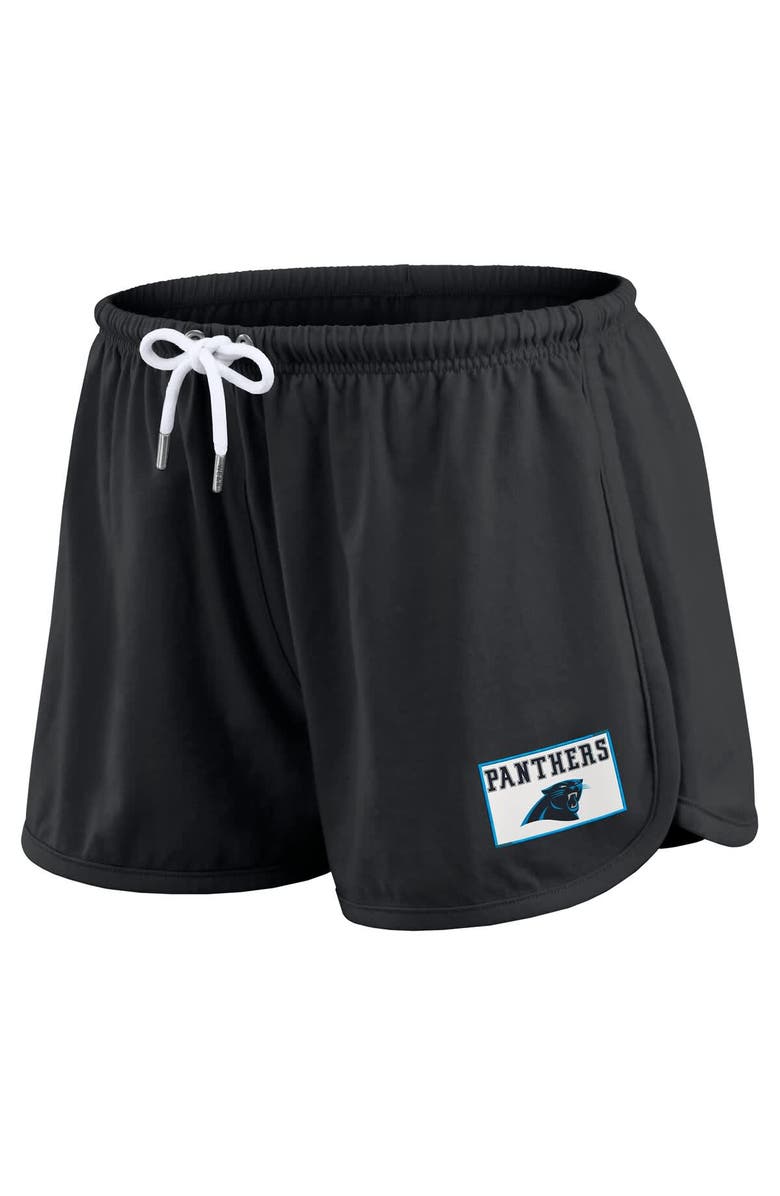 WEAR by Erin Andrews Women's WEAR by Erin Andrews Black Carolina Panthers Heavy Rugby Jersey Long Sleeve T-Shirt & Shorts Lounge Set, Alternate, color, Black