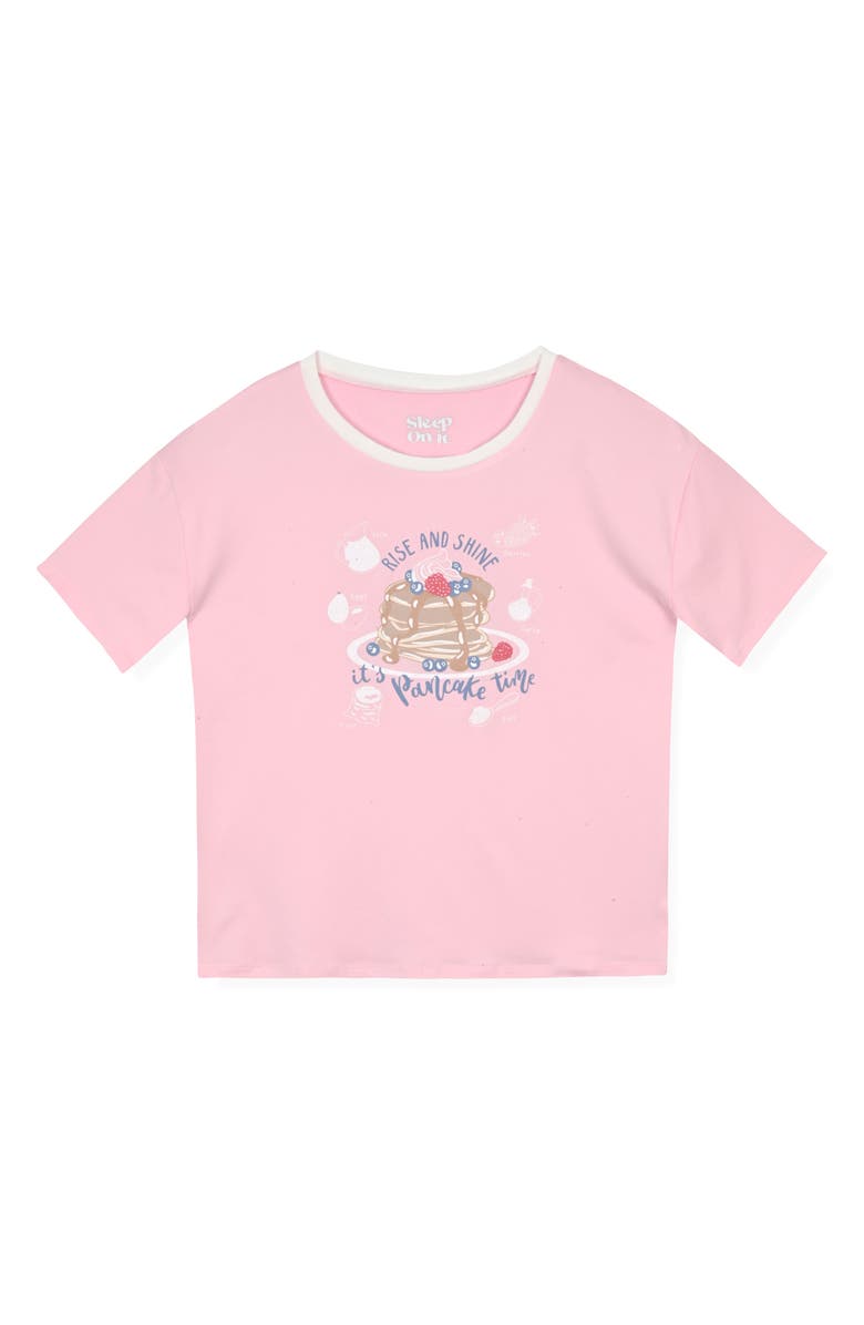 SLEEP ON IT Kids Pancake Time Graphic T-Shirt & Stripe Pajama Pants Set, Alternate, color, Pink