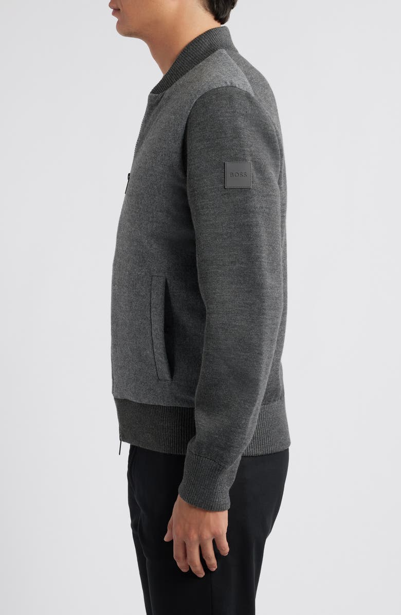 BOSS Eflano Zip-Up Crewneck Sweatshirt, Alternate, color,