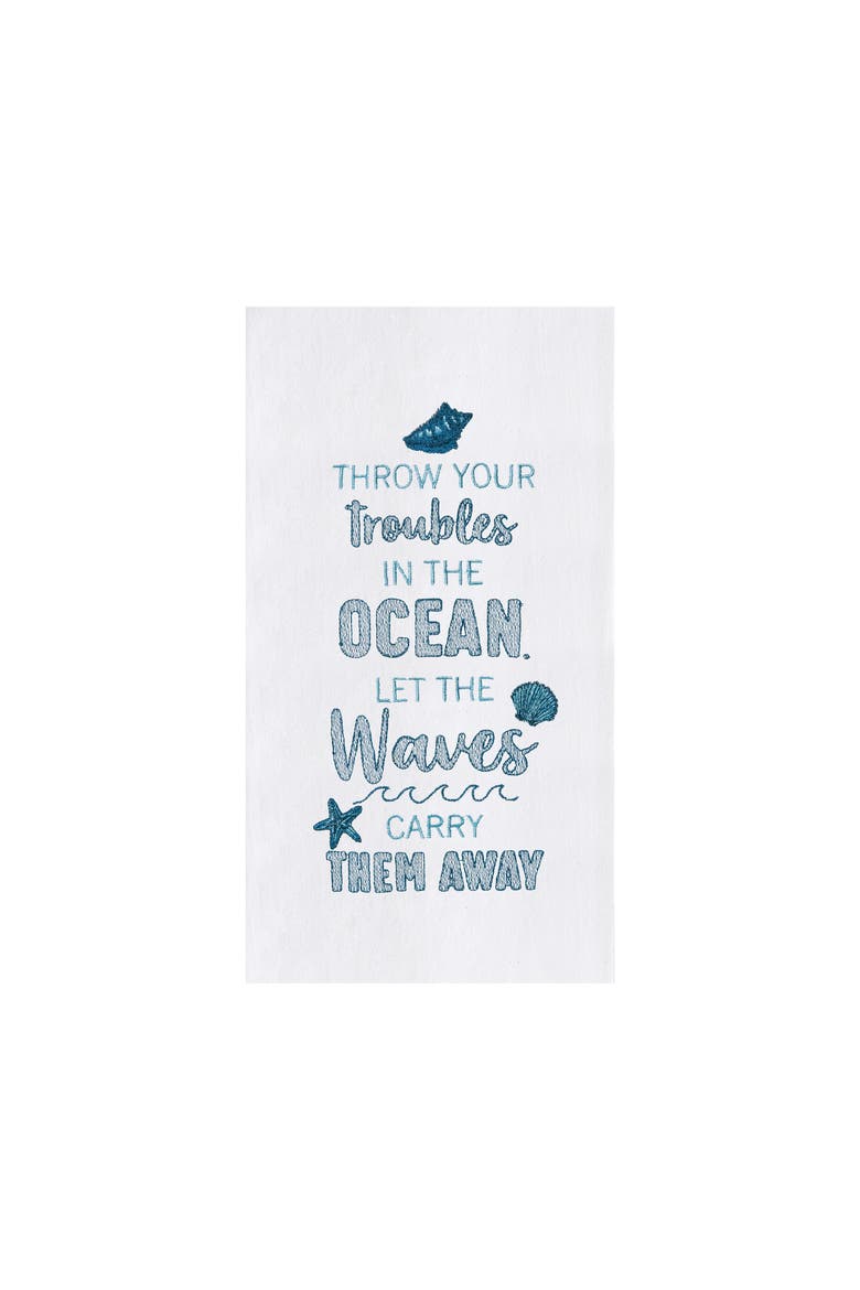 Let The Waves 100% Cotton Flour Sack Dishtowel, Main, color, Blue