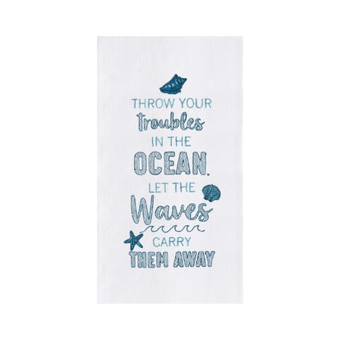 Let The Waves 100% Cotton Flour Sack Dishtowel
