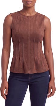 Bagatelle Pintucked Faux Suede Shell