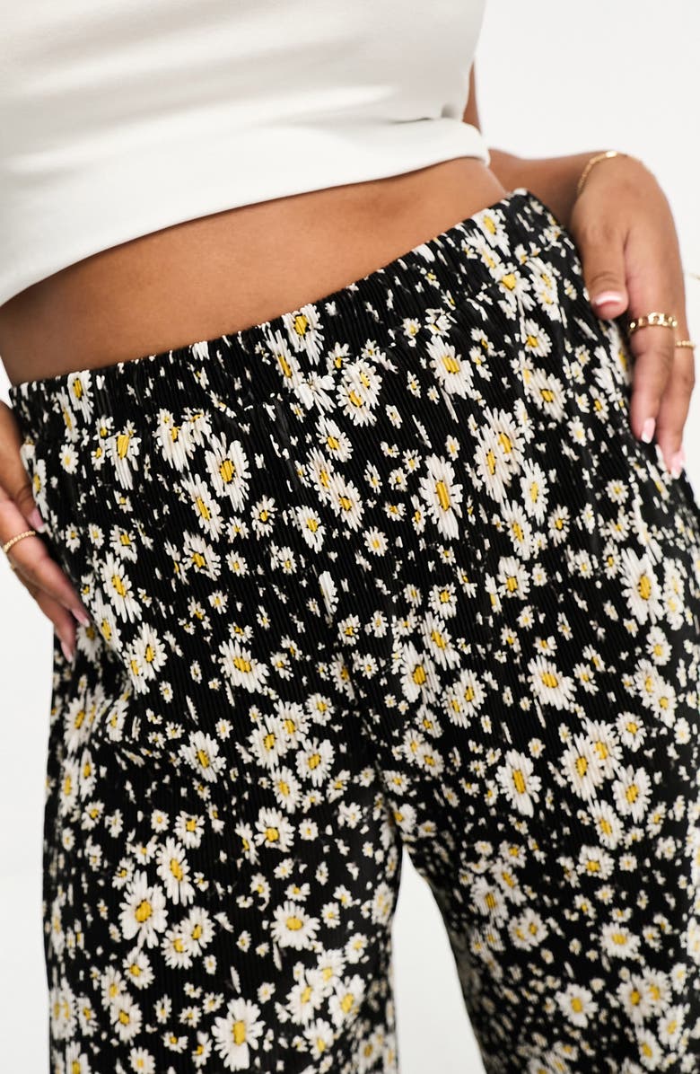 ASOS DESIGN Curve Floral Plissé Wide Leg Pants, Alternate, color,