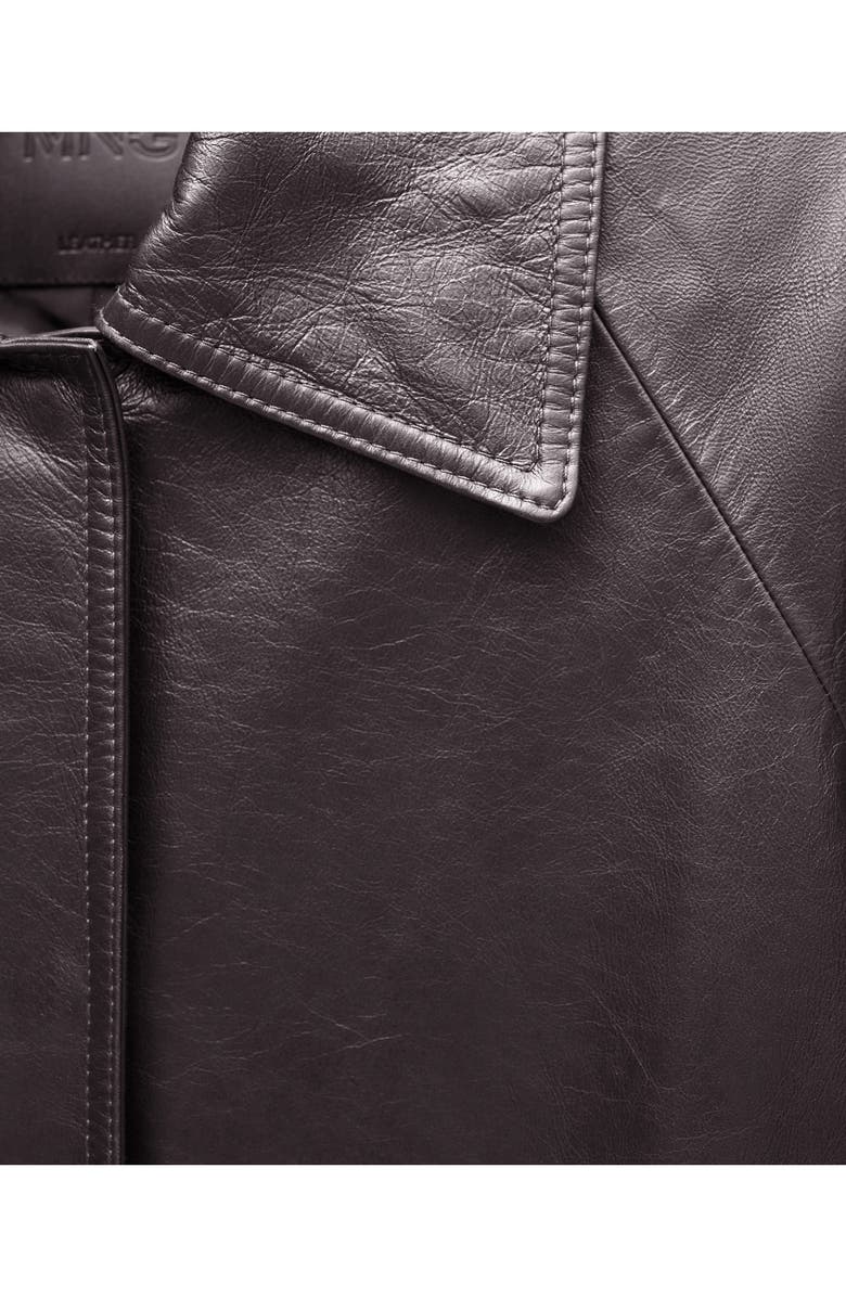 MANGO Oversize Leather Coat, Alternate, color,