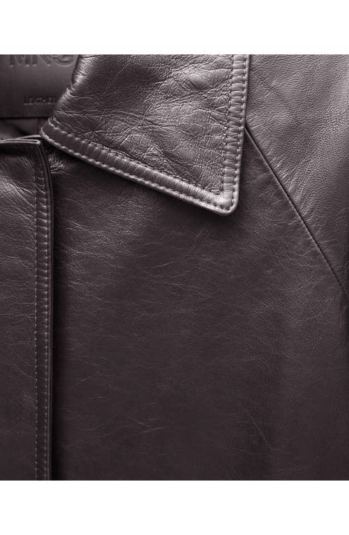 Mango Oversize Leather Coat In Wine