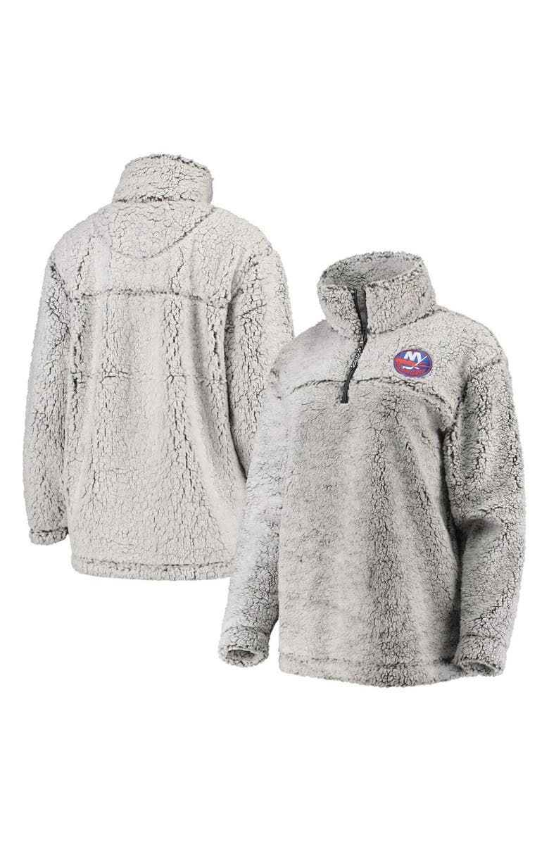 G-III 4HER BY CARL BANKS Women's G-III 4Her by Carl Banks Gray New York Islanders Sherpa Quarter-Zip Pullover Jacket, Main, color, 