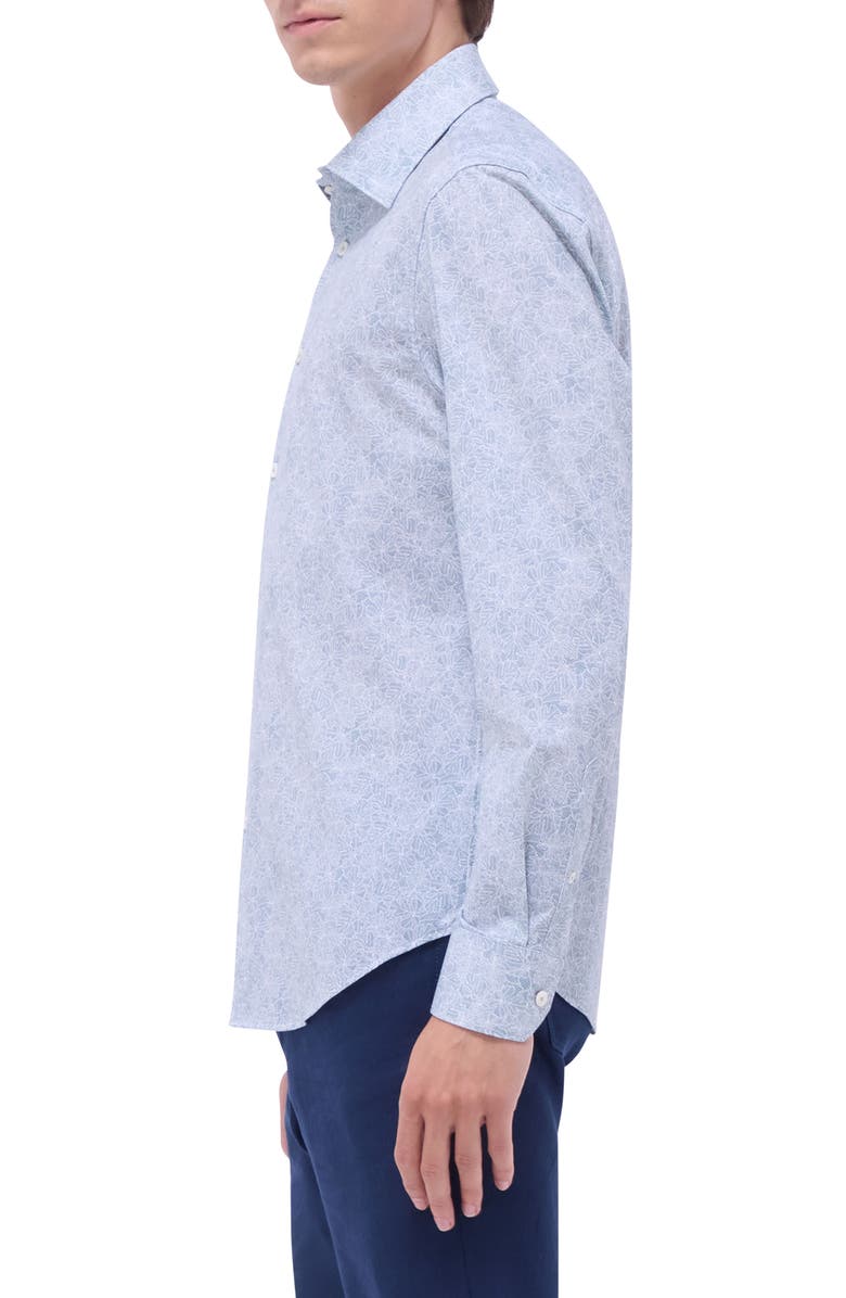 Bugatchi James OoohCotton<sup>®</sup> Leaf Print Button-Up Shirt, Alternate, color, Mint