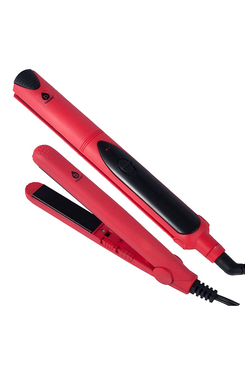 Flat Iron with A Free Travel Straightener, Alternate, color, Red
