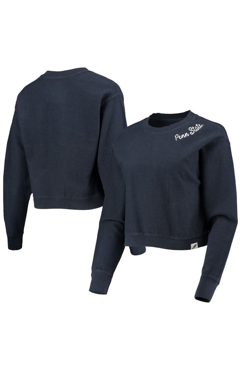 LEAGUE COLLEGIATE WEAR Women's League Collegiate Wear Navy Penn State Nittany Lions Corded Timber Cropped Pullover Sweatshirt, Main, color, 