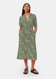 Whistles Diagonal Leopard Print Midi Dress