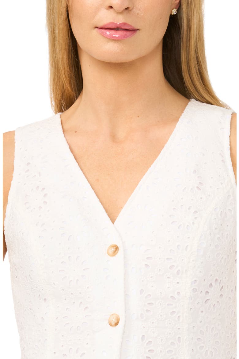 Sleeveless Cotton Eyelet Midi Dress, Alternate, color, ULTRA WHITE