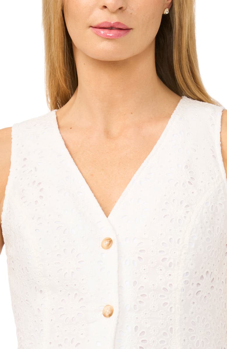 CeCe Sleeveless Cotton Eyelet Midi Dress, Alternate, color, Ultra White