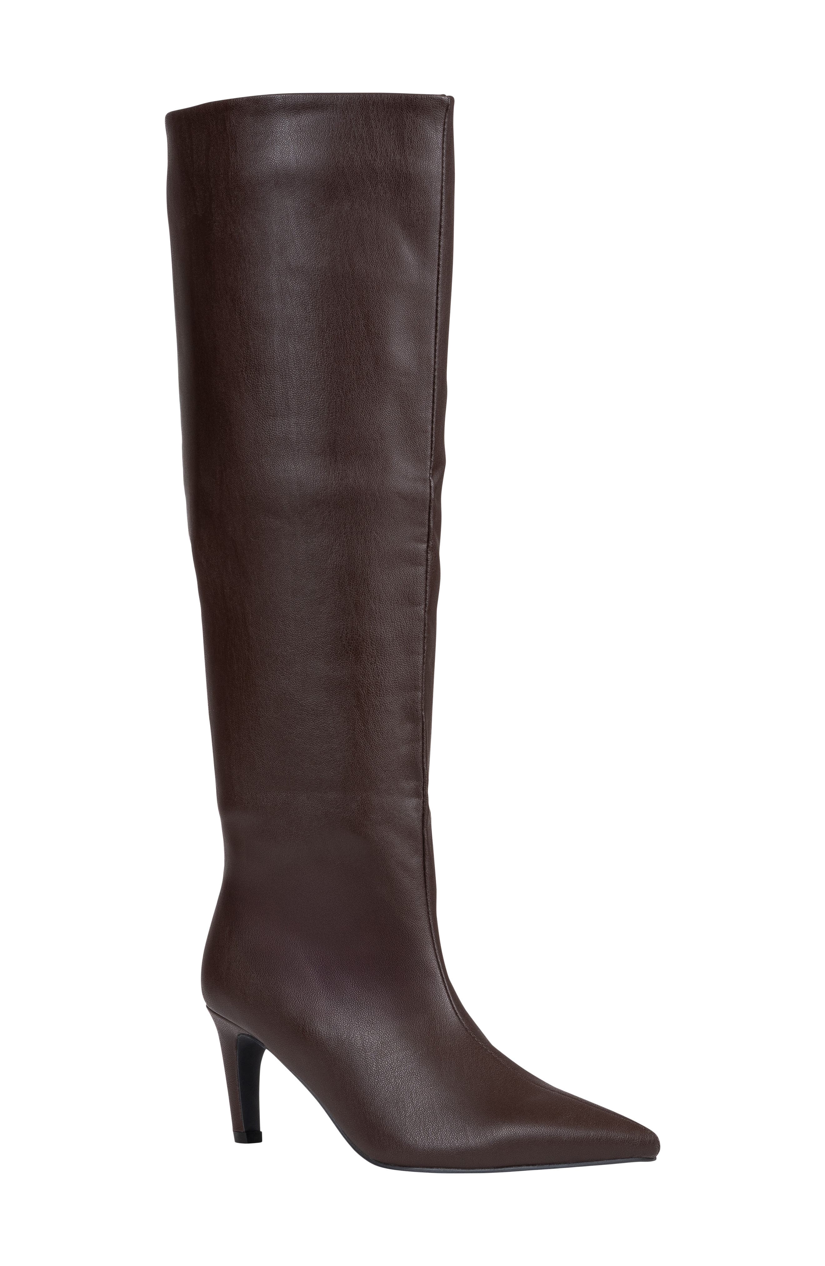 Sutton Faux Leather Knee High Boot, Main, color, BROWN