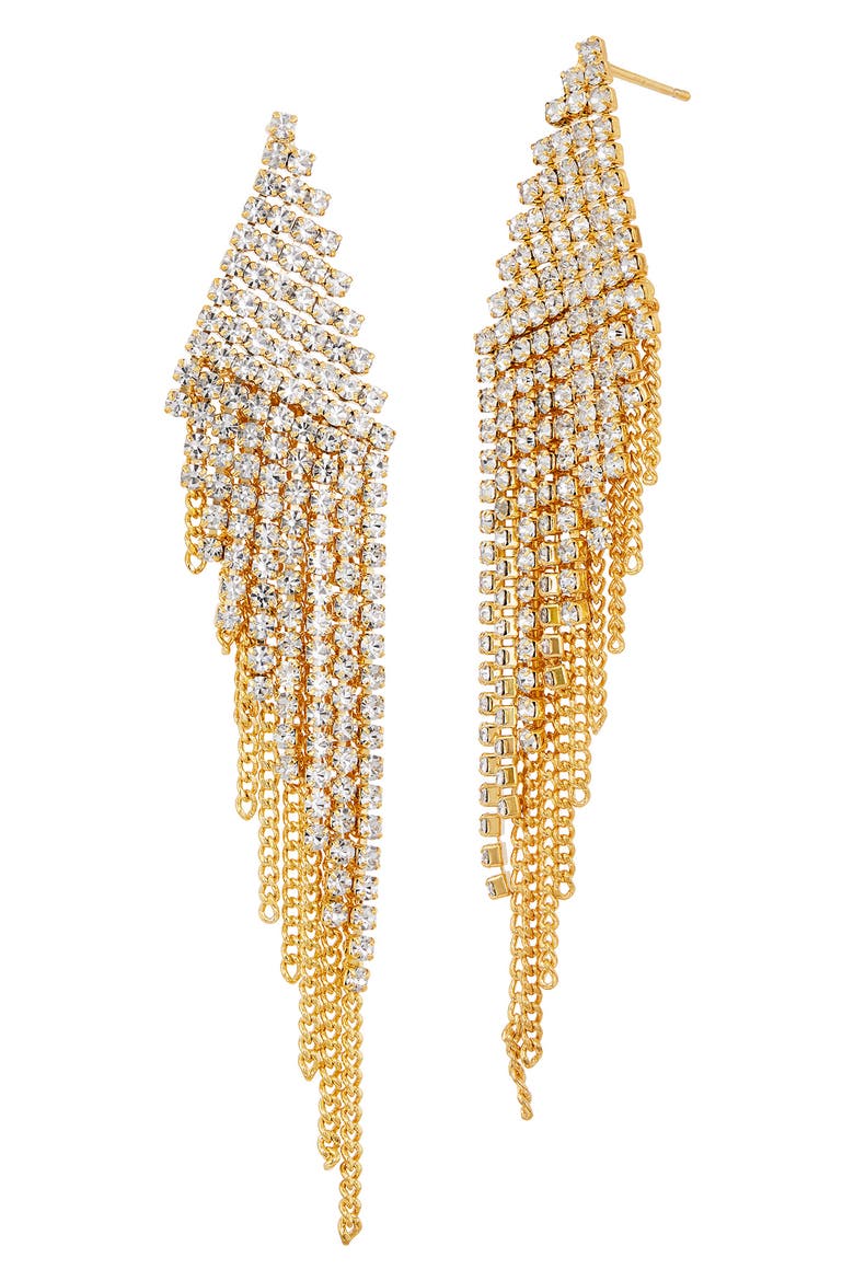 Pavé Cubic Zirconia Dangle Earrings, Main, color, YELLOW