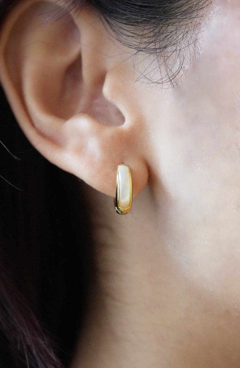 Argento Vivo Sterling Silver Mother-of-Pearl Hoop Earrings, Alternate, color,