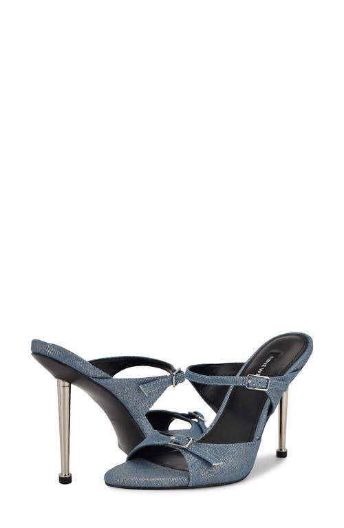 Nine West Reida Stiletto Sandal In Silver Denim
