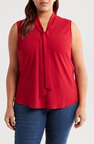 KASPER Sleeveless Tie Front Top