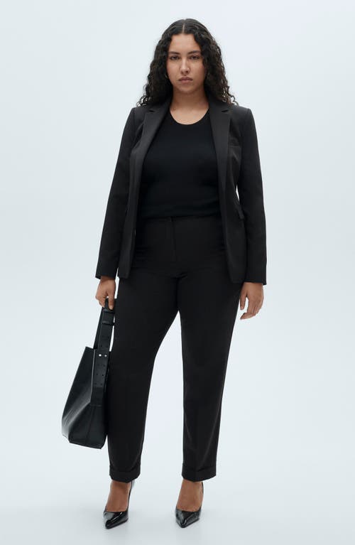 Mango Fitted Suit Jacket In Black