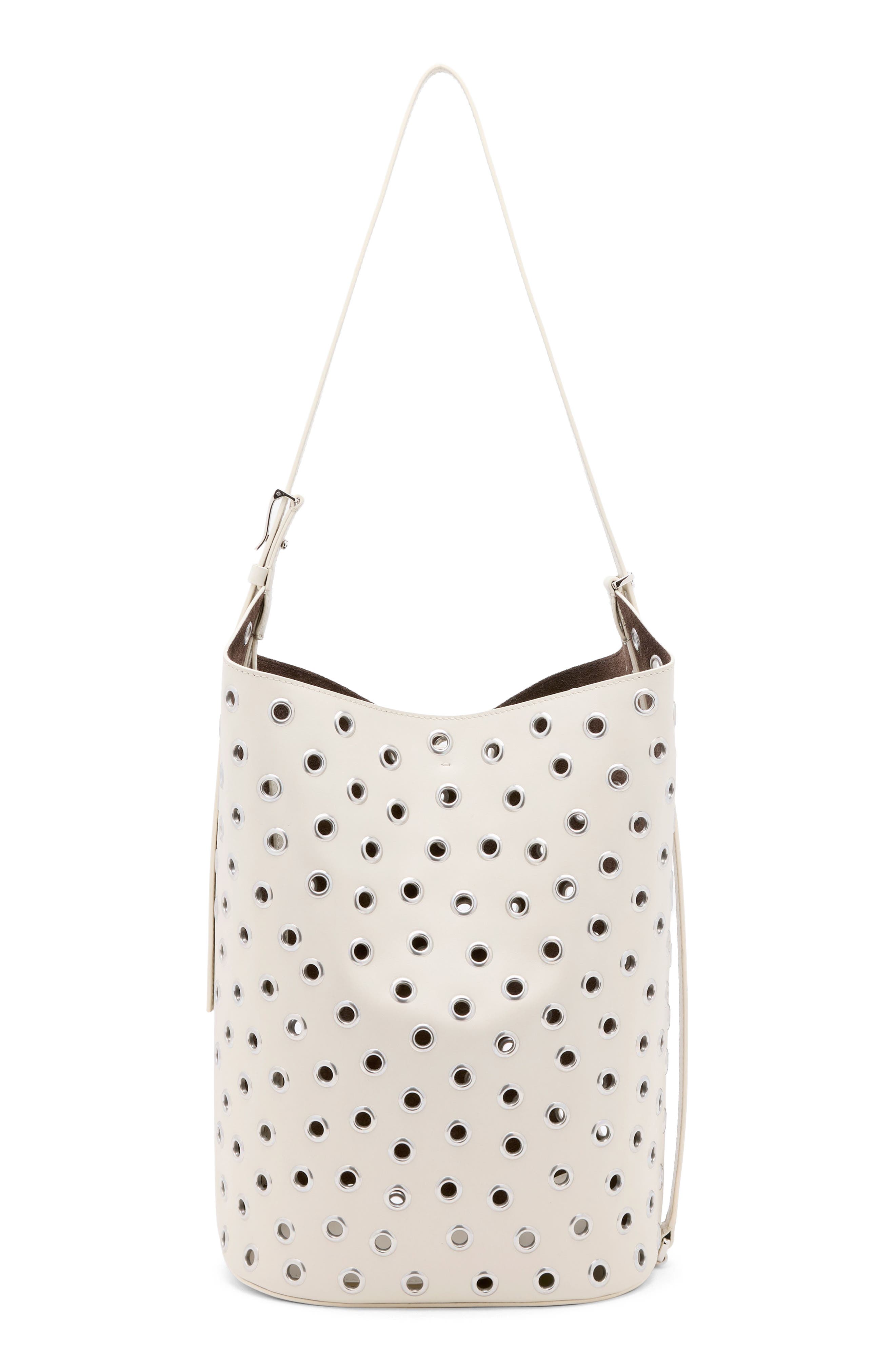Proenza Schouler Brant Grommet Leather Bucket Bag, Main, color, Ecru