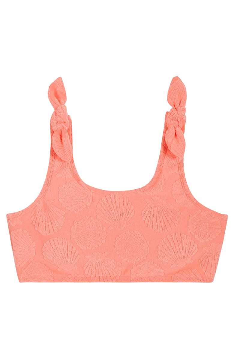 Andy & Evan Kids' Jacquard Terry Two-Piece Swimsuit & Cover-Up Shorts Set, Alternate, color, Orange Coral