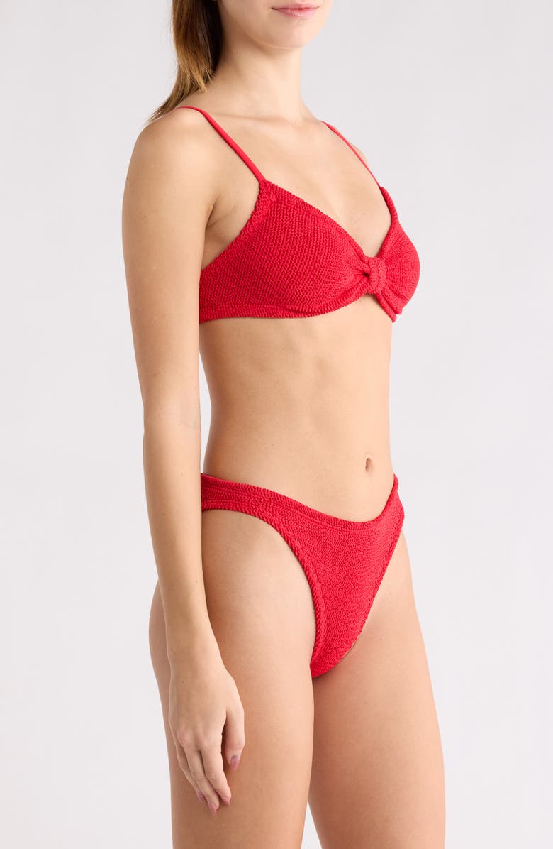 Hunza G Alicia Textured Bikini Top, Alternate, color, Red