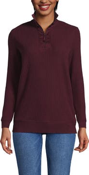 Lands' End Long Sleeve Waffle Quarter Zip Pullover