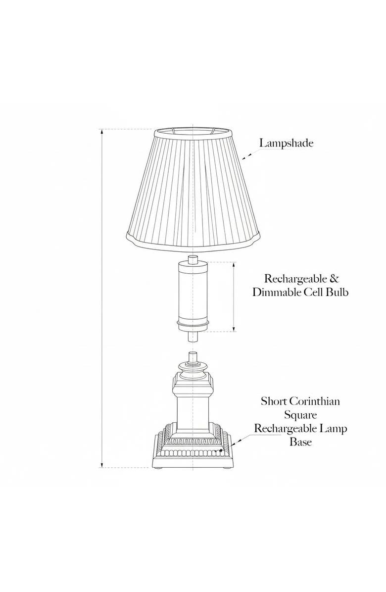 Mrs. Alice Short Corinthian Square Rechargeable Lamp, Alternate, color, Brass