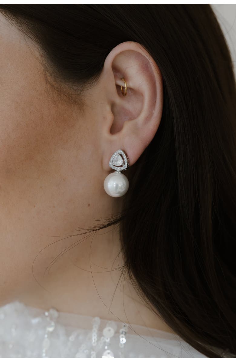 Untamed Petals Legacy Pearl Drop Earrings, Alternate, color, Silver