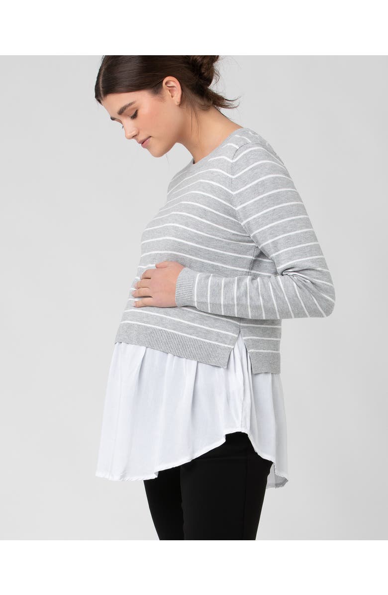 Ripe Maternity Sia Nursing Knit Silver Marle / White, Alternate, color, Grey