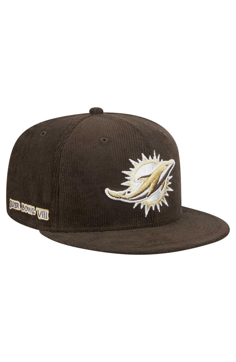 New Era Men's New Era  Brown Miami Dolphins Choco Cord 59FIFTY Fitted Hat, Alternate, color, Brown