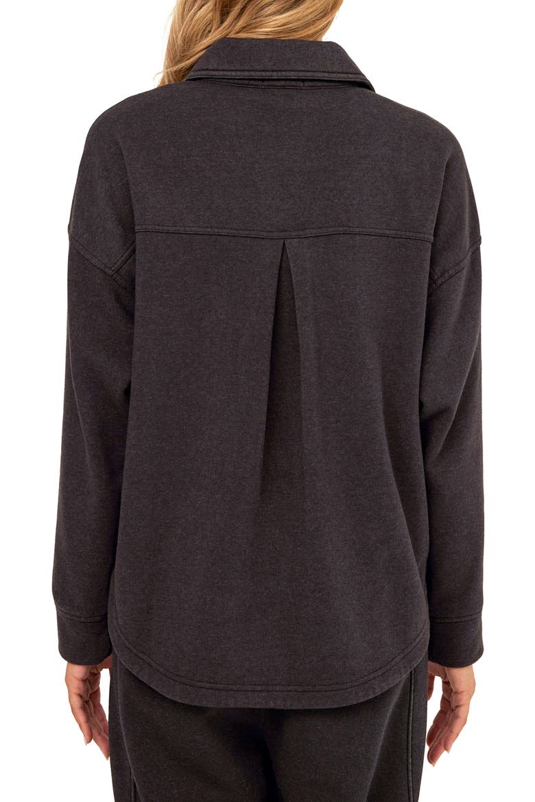 Blaire Mineral Wash Fleece Shirt Jacket, Alternate, color, BLACK