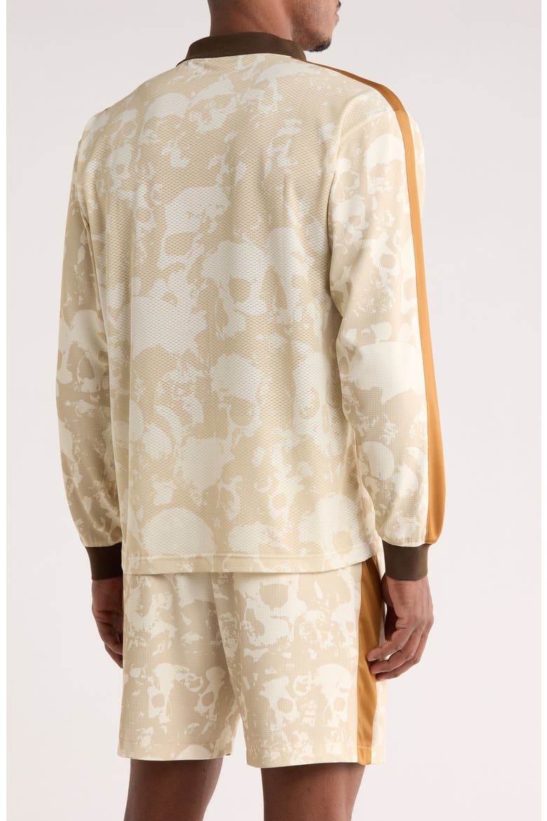 Despair Skull Print Johnny Collar Shirt, Alternate, color, ECRU