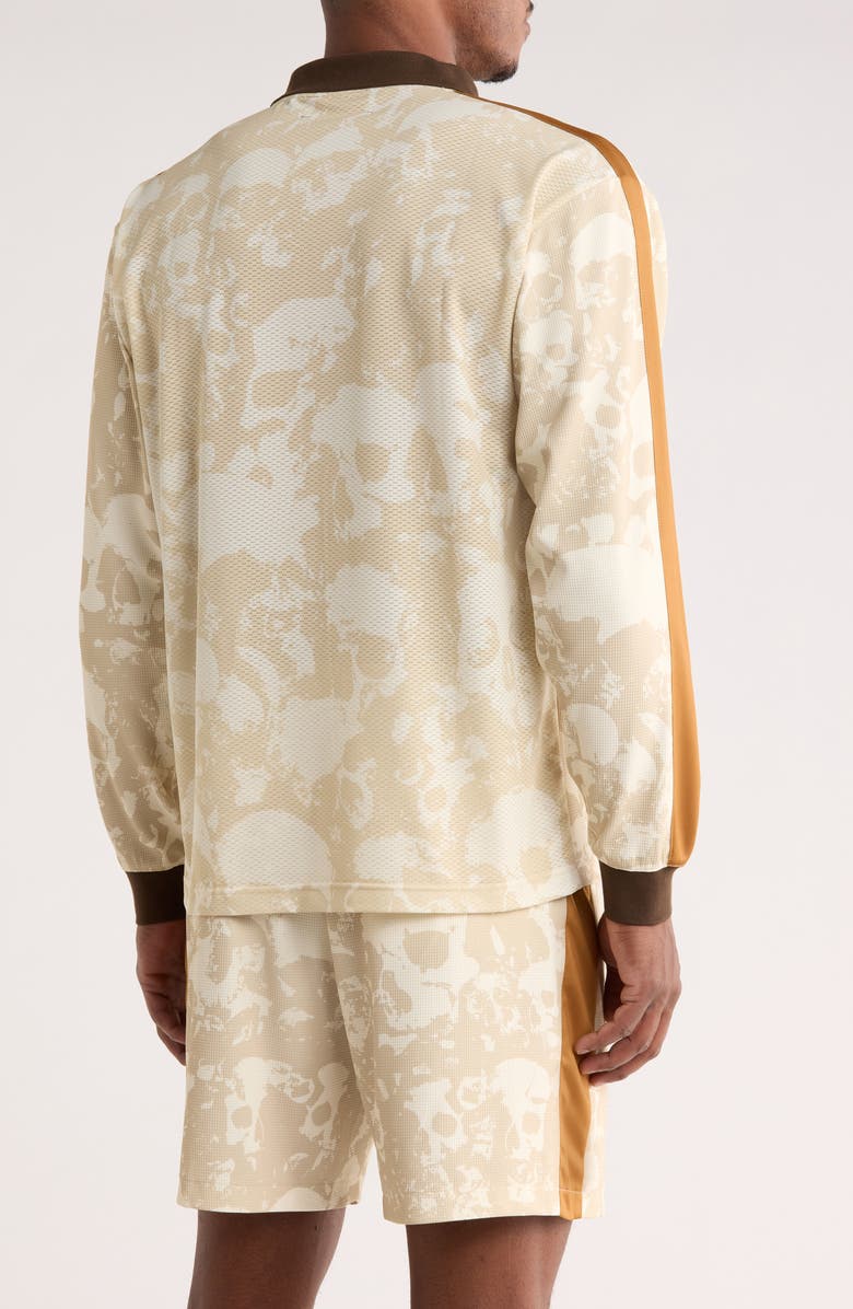 PLEASURES Despair Skull Print Johnny Collar Shirt, Alternate, color, Ecru