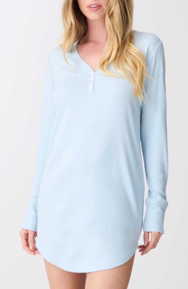 PJ Salvage Heart Pointelle Long Sleeve Sleep Shirt, Main, color, 