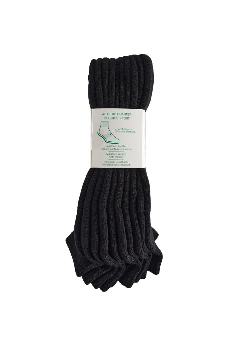 French Connection Organic Cotton Half Cushion Quarter Sock 5-Pack, Alternate, color, Black
