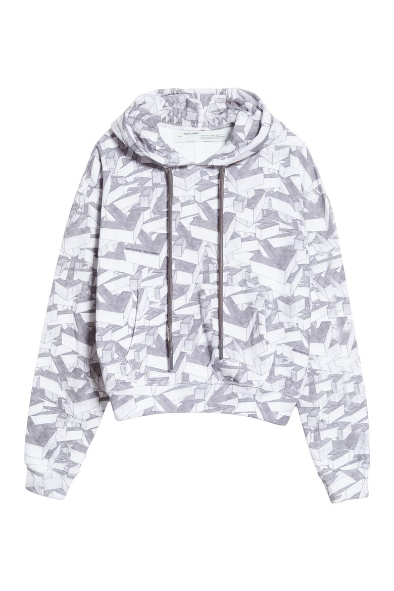 Arrows Print Cotton Hoodie, Alternate, color, ALL OVER BLACK