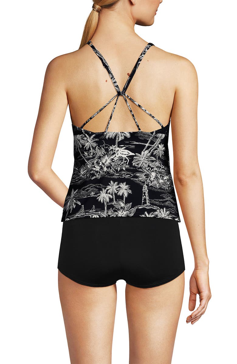 Lands' End Mastectomy Tugless High Neck Strappy Back Tankini Swimsuit Top, Alternate, color, 