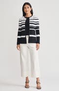 Ming Wang Heritage Braided Trim Basket Weave Knit Jacket