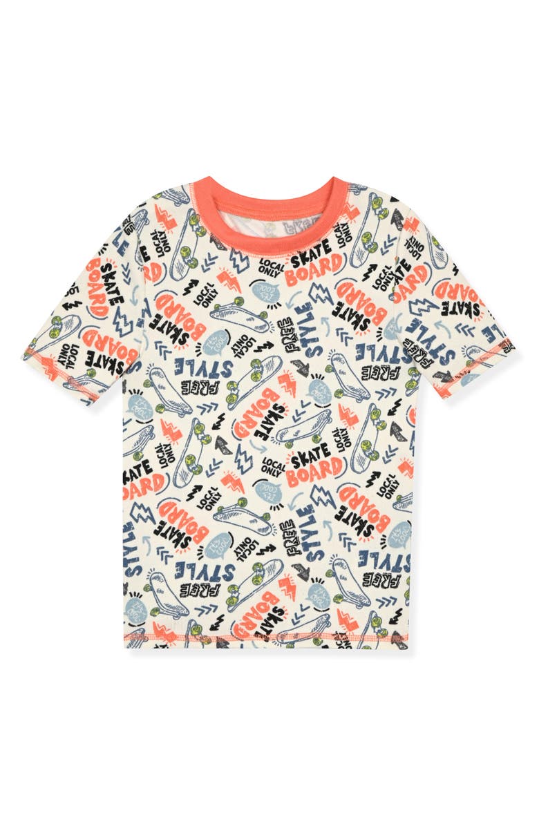 SLEEP ON IT Kids' Print Fitted Short Sleeve Two-Piece Pajamas, Alternate, color, Cream